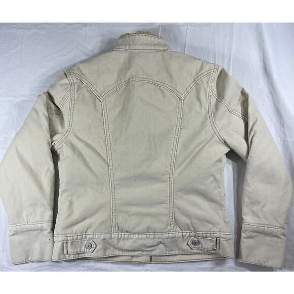 GAP Women’s Small Sherpa Lined Corduroy Jacket Ivory Button Front Stretch - Picture 11 of 11